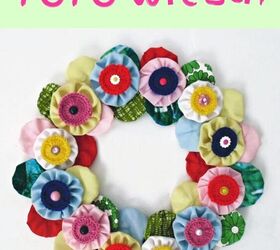 diy yoyo wreath with yoyo flowers