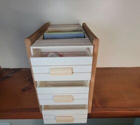 The finished DIY crate organizer, perfect for home office storage!