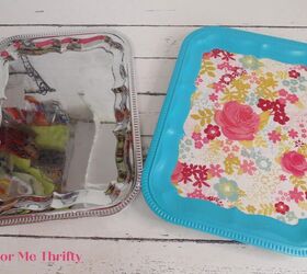 easy diy thrift store tray makeover, before and after of thrift store metal tray makeover