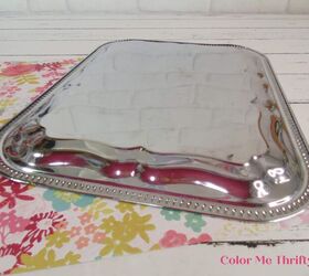 easy diy thrift store tray makeover, bottom of metal tray