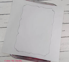 easy diy thrift store tray makeover, finished shape of metal tray inset of bottom of scrapbook paper