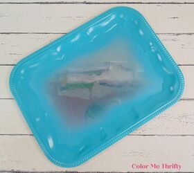 easy diy thrift store tray makeover, aqua blue spray painted metal tray