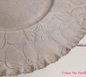 vintage embossed aluminum tray makeover, close up of aluminum tray embossing 4