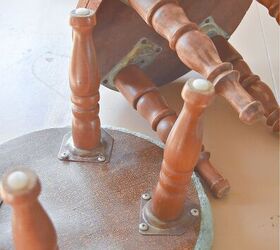 She takes the legs off an old footstool for this clever decor idea