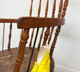 What she did to this old chair on a $20 would cost <em>hundreds</em> in a store!