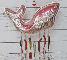 Upcycled jello mold into fishing wind chime 1