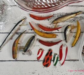 fishing lures used for upcycled jello mold wind chime