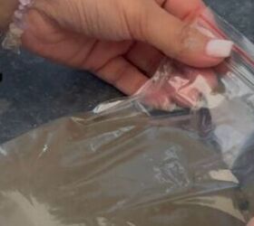 She filled a Ziploc bag with cement for this super simple decor idea