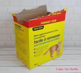 cat litter cardboard box makeover, cat litter cardboard box before