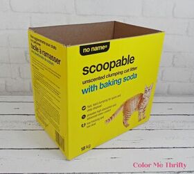 cat litter cardboard box makeover, cat litter cardboard box with flaps cut off