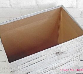 cat litter cardboard box makeover, folding wall stickers over top edge of cardboard box