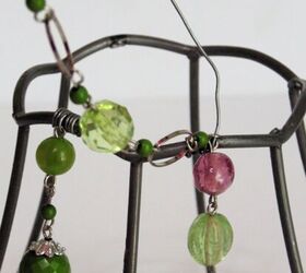 upcycled lampshade wind chime, attaching both top and bottom necklace sections with wire onto lampshade frame