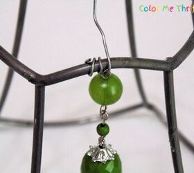 upcycled lampshade wind chime, attaching necklace sections to wire lampshade frame with wire