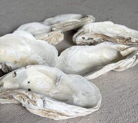 decoupage shells as wall art diy oyster shell flowers, Six oyster shells