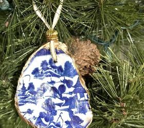 decoupage shells as wall art diy oyster shell flowers, Decoupage shell Christmas ornaments