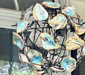 decoupage shells as wall art diy oyster shell flowers, A DIY oyster shell chandelier