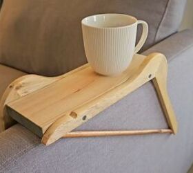 DIY Over the Arm Sofa Table – Made With Just Two Hangers!