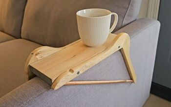 DIY Over the Arm Sofa Table – Made With Just Two Hangers!
