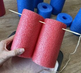 She cuts up a pool noodle and puts it outside for the wildest summer idea
