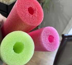 She cuts up a pool noodle and puts it outside for the wildest summer idea