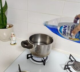 The secret to a streak-free, stain-free surface? Boiling Dawn dish soap & vinegar