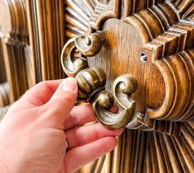 She didn't want to deal with sanding, so she tried this clever trick to give this old cabinet a much-needed upgrade