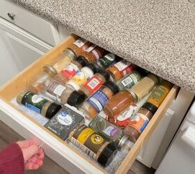 She completely empties her spice drawer for this much better storage idea