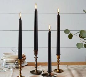 12 indoor halloween decor ideas that dont scream haunted house, Moody Candlelight and Black Taper Candles