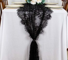 12 indoor halloween decor ideas that dont scream haunted house, Black Lace Table Runners