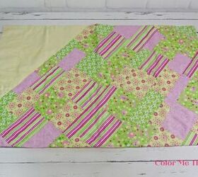 diy tv cover from upcycled pillow case, thrifted handmade pillowcase in pinks and greens