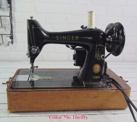 diy tv cover from upcycled pillow case, my vintage Singer sewing machine