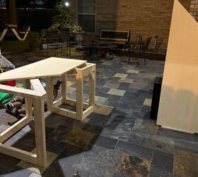 She stains these 2 pieces of plywood for this useful idea for her son