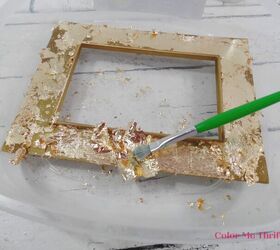 vintage gold frames makeover including mats, applying gold leaf to picture frame mat