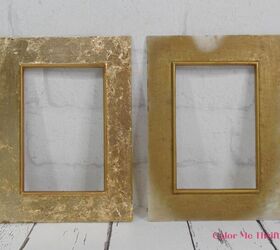 vintage gold frames makeover including mats, gold leaf picture frame mat before and after