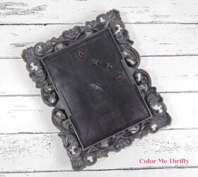 vintage gold frames makeover including mats, back of vintage plastic picture frame