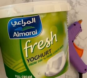 She turned this old yogurt tub into something that looks straight out of Pottery Barn (wow!)