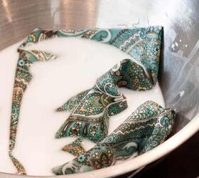 She soaks some scraps in fabric stiffener for this clever furniture hack