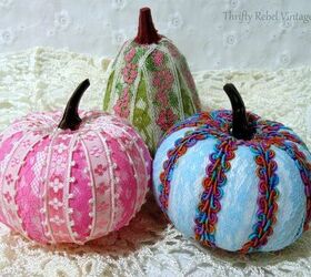 lace and ribbon pumpkins makeover, How to create quick and easy lace and ribbon pumpkins using dollar store mini crafting pumpkins