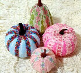 lace and ribbon pumpkins makeover, Dollar store crafting pumpkin makeover into pretty lace and ribbon pumpkins
