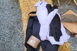 Bring some old clothes outside for one of the creepiest outdoor ideas we've seen in a while