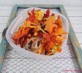 how to dress up a dollar store fall sign, fall leaves and misc bits