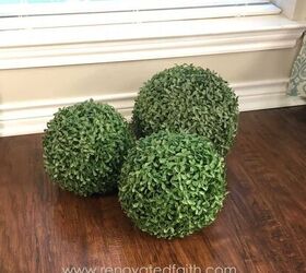 She takes these 3 topiaries outside for beautifully festive seasonal decor