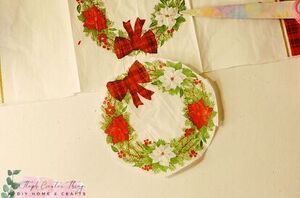 She cuts circles out of holiday napkins for this simple last-minute ucycle craft