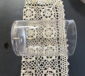 She puts a glass jar over a doily for this charming $5 update