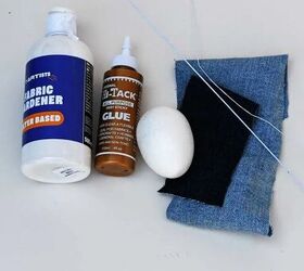 Glue scrap denim to a styrofoam egg to give your dining room table a really cool upgrade