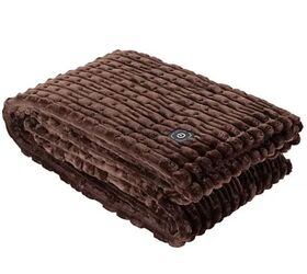 cozy home essentials to get you through the final winter months, Berkshire Textured Velvetsoft Sherpa Heated Throw image via QVC