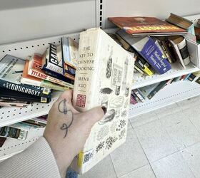 Instead of trashing these old cookbooks, she used them to make her kitchen counter more functional (AND interesting!)