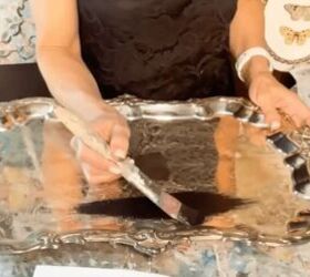 She paints this vintage silver tray black for this showstopping makeover