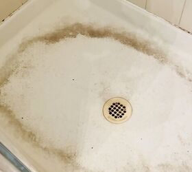how to clean a shower base with years of built up grime