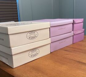Collect same-sized shoe boxes to make uniform stackable shoe compartments